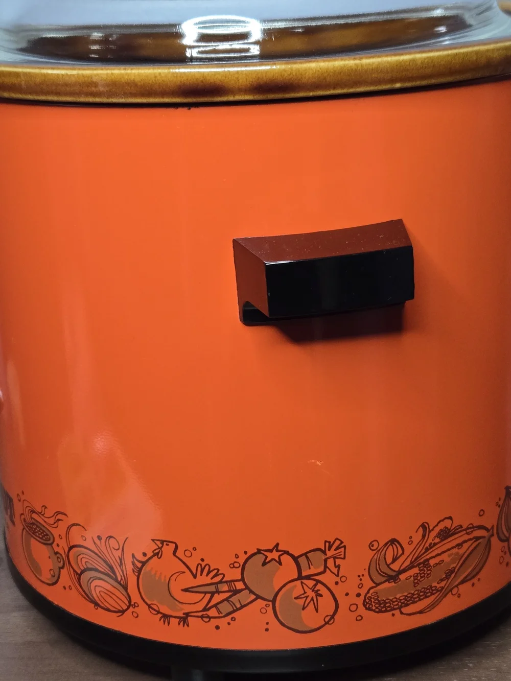 Vintage Rival Orange Crock-Pot With Glass Lid And Book, Very Nice